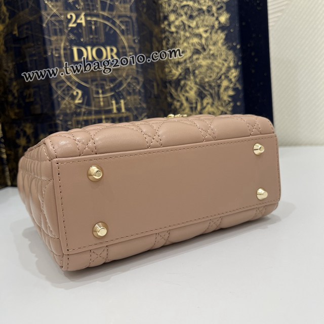 Dior专柜新款Lady女包迪奥高仿原单豆沙粉金Classic Lady戴妃包三格手提女包 djfk1421